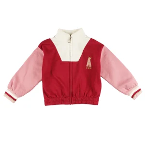 Chaqueta deportiva niña color block frambuesa |  Con cremallera