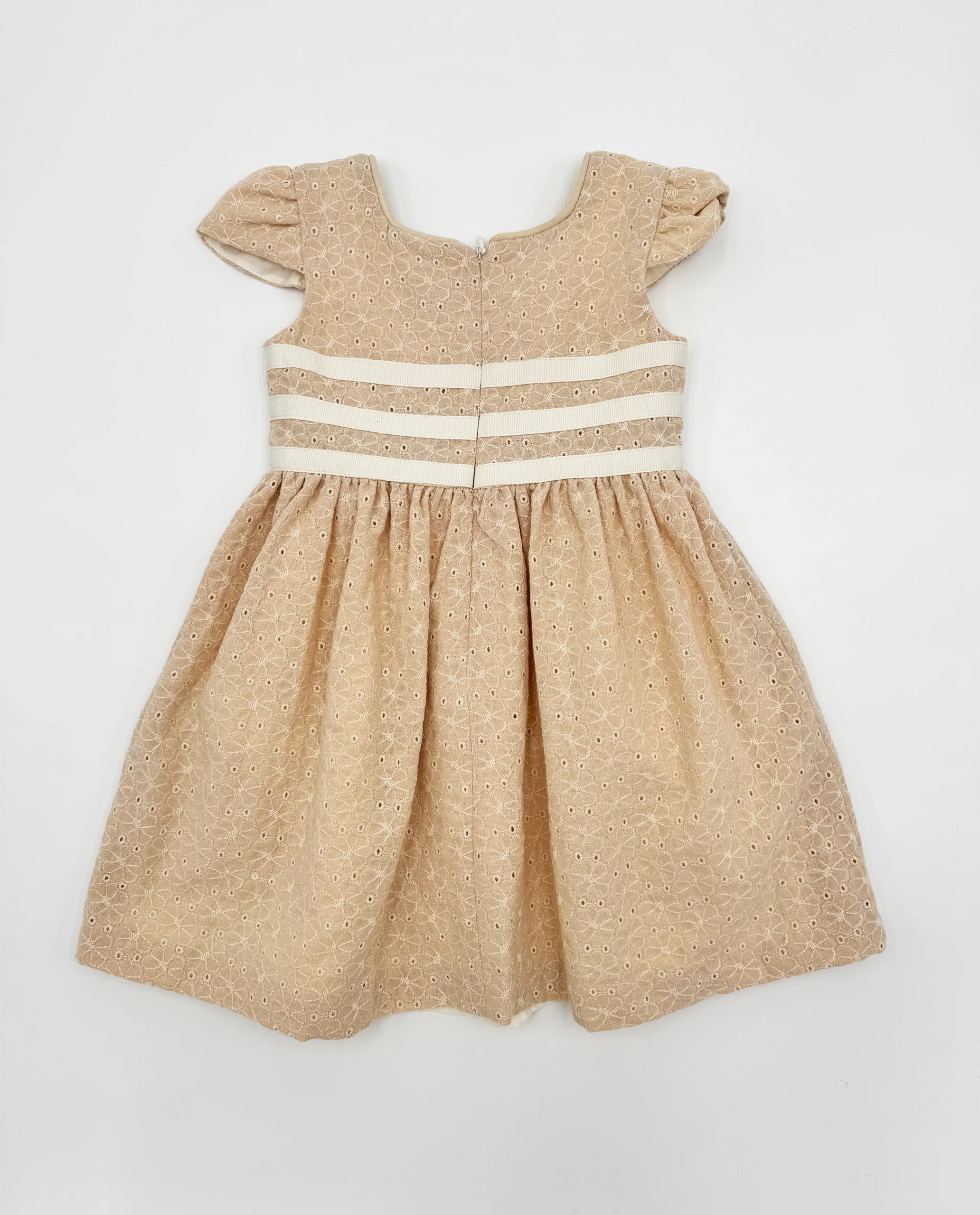 Vestido detalles beige niña - Imagen 2
