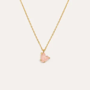 Collar Adorable Heart Pink Baño Oro