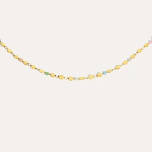 Collar Long Crystals Solar Acero Baño Oro