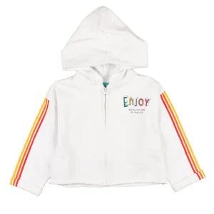 Sudadera abierta de niña blanca con arcoirirs