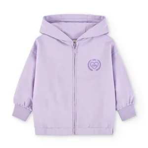 Sudadera abierta niña morado | Con capucha